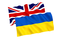 Flags of  Great Britain and Ukraine